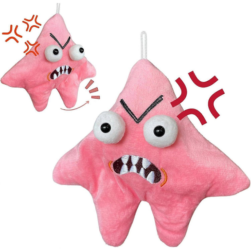 Grumpy Starfish,Pink Kicking Starfish Plush Pendant, Funny Spoofing Toy for Backpacks, Interactive Doll Ornament,Cute Schoolbag Pendant, Keychain, Sui