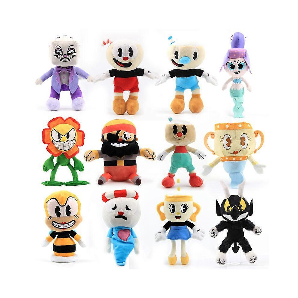 (As picture, 25cm Sun flower) 13 style Cuphead Plush Doll Toys Mugman The Chalice Soft Plush Stuffed Toys Cute Cartoon Doll For Kid Children Christmas