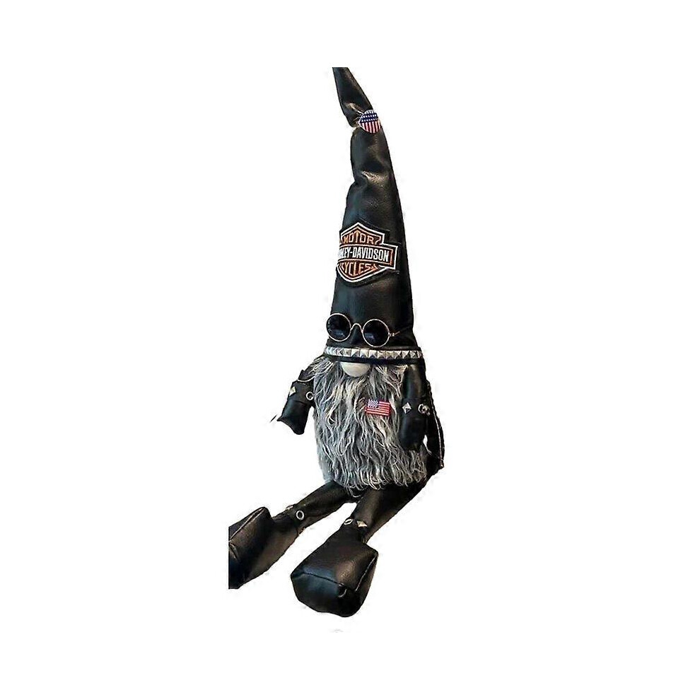 (Black) Cool Harley Biker Gnome, Gnomes Plush Stuffed Doll Ornaments Xmas Decorations Black