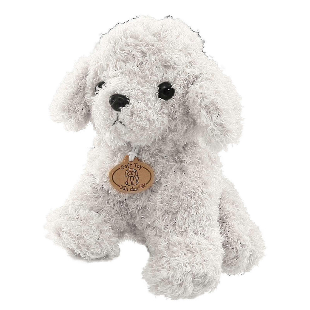 (White) Cartoon Cute Poodle Dog Puppy Plush Stuffed Doll Huggable Toy Home Ornament Gift White