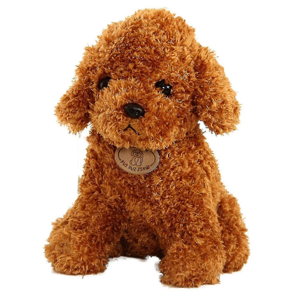 (Brown) Cartoon Cute Poodle Dog Puppy Plush Stuffed Doll Huggable Toy Home Ornament Gift Brown