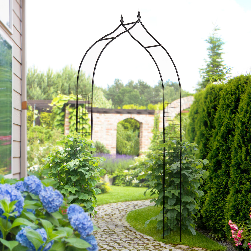 Outsunny Metal Vintage Style Garden Arch Lawn Arbor Trellis Climbing Plant Rose