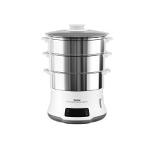 Der Tefal Deluxe Convenient Series Dampfgarer, benutzerfreundliches Touchscreen, 8 Programme, 3 Ebenen Garung.