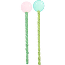 Set di 2 cucchiai in vetro per mescolare, cucchiai per mescolare cocktail, bastoncini riutilizzabili per mescolare succhi.