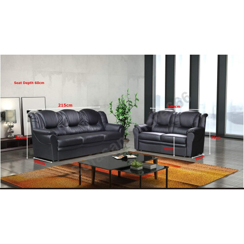TEXAS 3+2 SOFA SET BLACK FAUX LEATHER 1