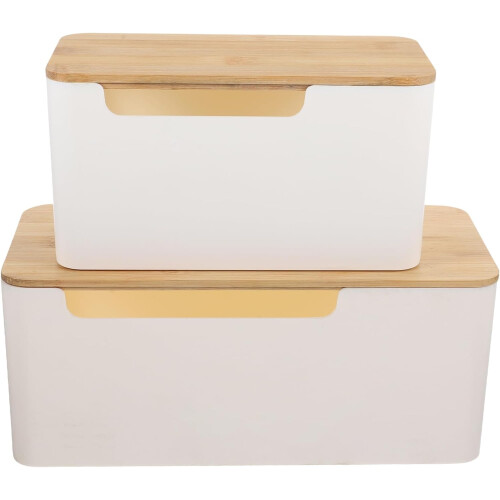Organizzatori per cavi, 2 pezzi, organizer per cavi, salvaspazio, per casa e ufficio, bianco