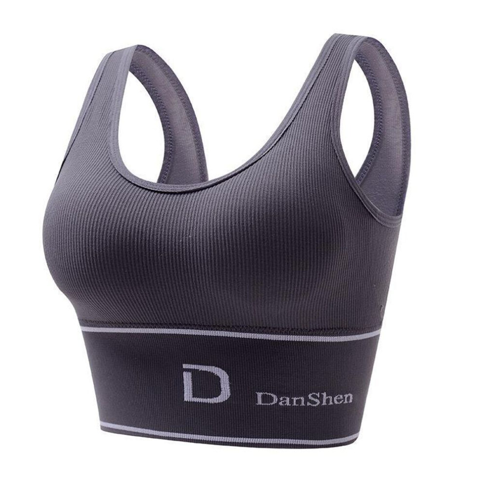 (grey, XL/XXL) Seamless Plus - Size Sports Bra for Women: Ideal for Yoga, with High - Spring Support and Big U - Neck Vest Design