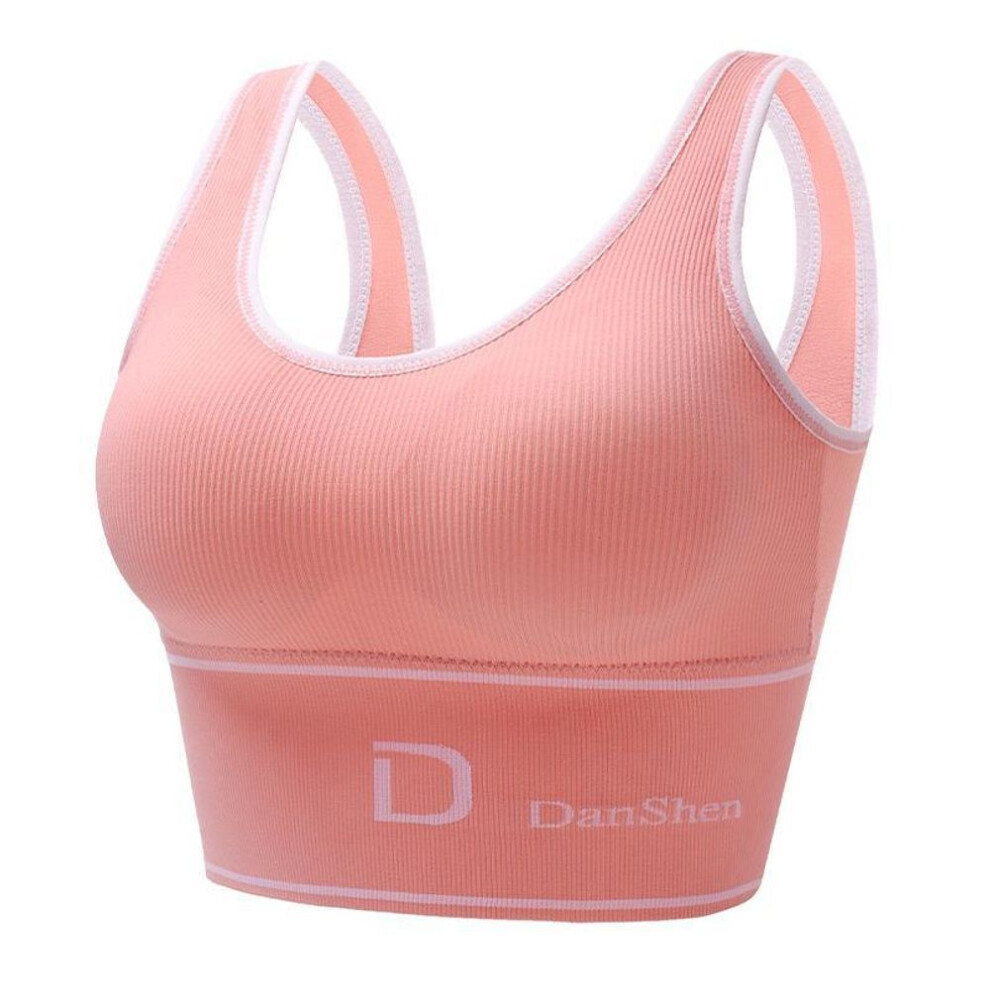 (pink, M/L) Seamless Plus - Size Sports Bra for Women: Ideal for Yoga, with High - Spring Support and Big U - Neck Vest Design
