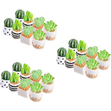3 set di piante succulente artificiali in miniatura, bonsai, finte, per giardino in miniatura, facili da curare, decorazione in vaso, 8 pezzi*3