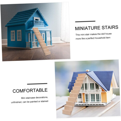 2 pezzi di scale simulate in legno, decorazioni per mobili in miniatura delicate 2