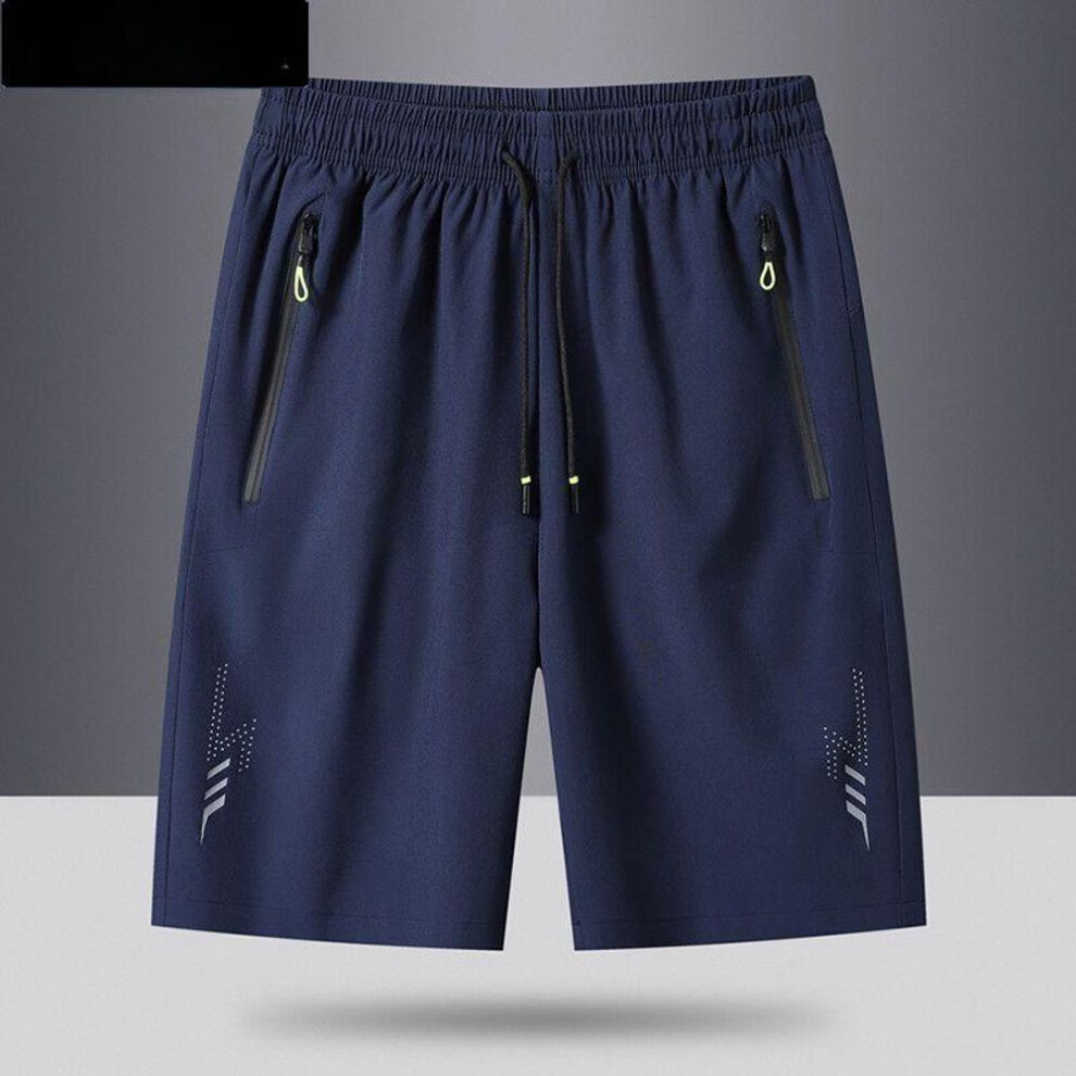 (navy blue, L) Summer New Style Basketball Shorts For Casual Men, Quick Drying Five Quarter Pants, Ice Silk Fitness Loose Oversized Pants