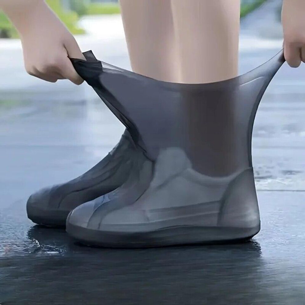 (black, M=34-40) Rubber Rain Boot Overshoes For Outdoor Use Silicone Waterproof Shoe Covers Rainy Day Shoe Cover Reusable
