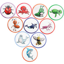 Adesivi per l'addestramento al vasino con cartoni animati per bambini piccoli, confezione da 10, uso versatile su vasini e tazze del water.