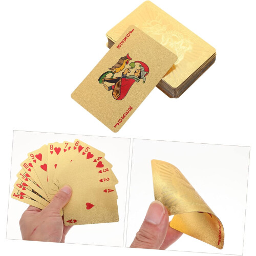 Carte da gioco d'oro impermeabili, strumento per feste di poker 1