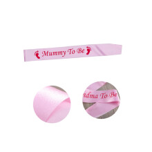 Decorazione per feste di future mamme, fasce per baby shower, fascia in raso rosa per impronte dei piedi