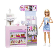 Set di Pausa Caffè Barbie con Bambola Barista Bionda e Oltre 12 Accessori