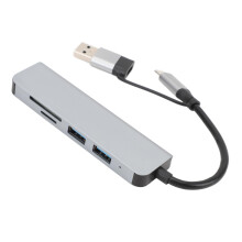 USB C Hub 5 in 1 Multiport Adapter,USB Type C Hub,3 USB3.0 Data Ports SD TF Card Reader Docking Station Compatible with Phone Tablet Computer(Gray)