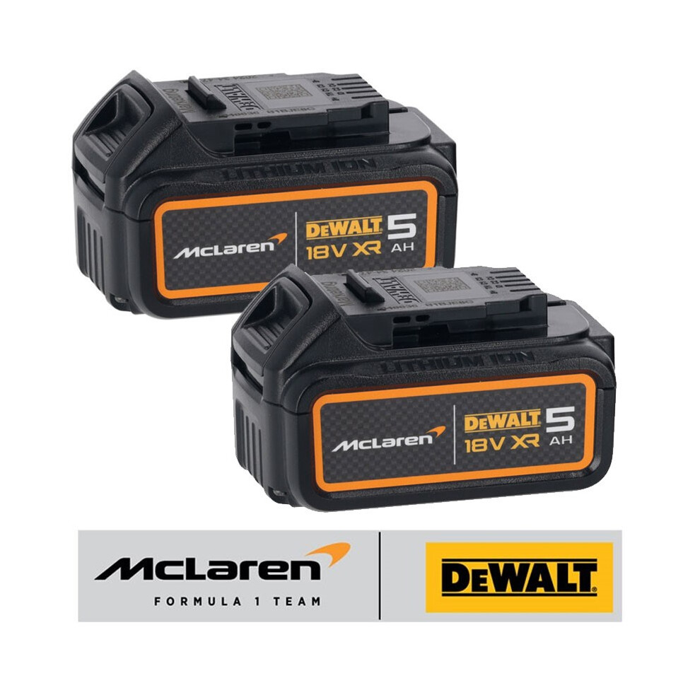 DeWalt McLaren F1 DCB184 18v 5.0Ah Li-Ion Battery XR Range Lithium DCB184M X 2