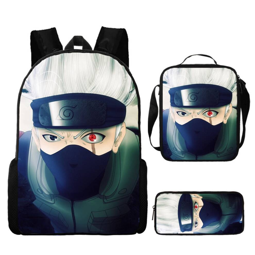 (H, Three-piece set) New Naruto children's schoolbag fashionable simple large capacity backpack student schoolbag cartoon backpack shoulder bag pen ba-image-OPC-PGM85X9-NEW