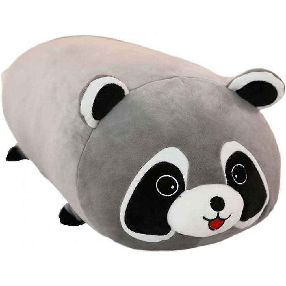 SSRGV soft plush pillow, cylindrical doll, children's toy, birthday gift, Valentine's Day, Christmas (19.6 x 7.8 inches, raccoon)