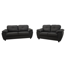 CARLOS 3+2 SEATER SOFA SET BLACK FAUX LEATHER