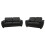 CARLOS 3+2 SEATER SOFA SET BLACK FAUX LEATHER 1