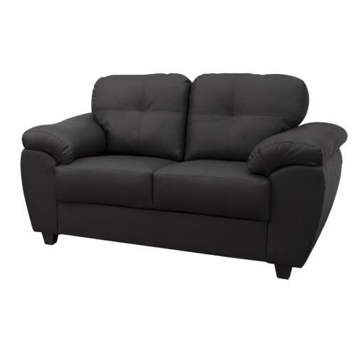 CARLOS 3+2 SEATER SOFA SET BLACK FAUX LEATHER 2