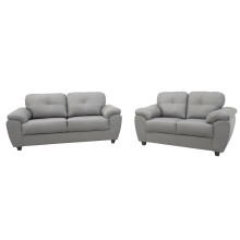 CARLOS 3+2 SEATER SOFA SET GREY FAUX LEATHER