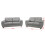 CARLOS 3+2 SEATER SOFA SET GREY FAUX LEATHER 2