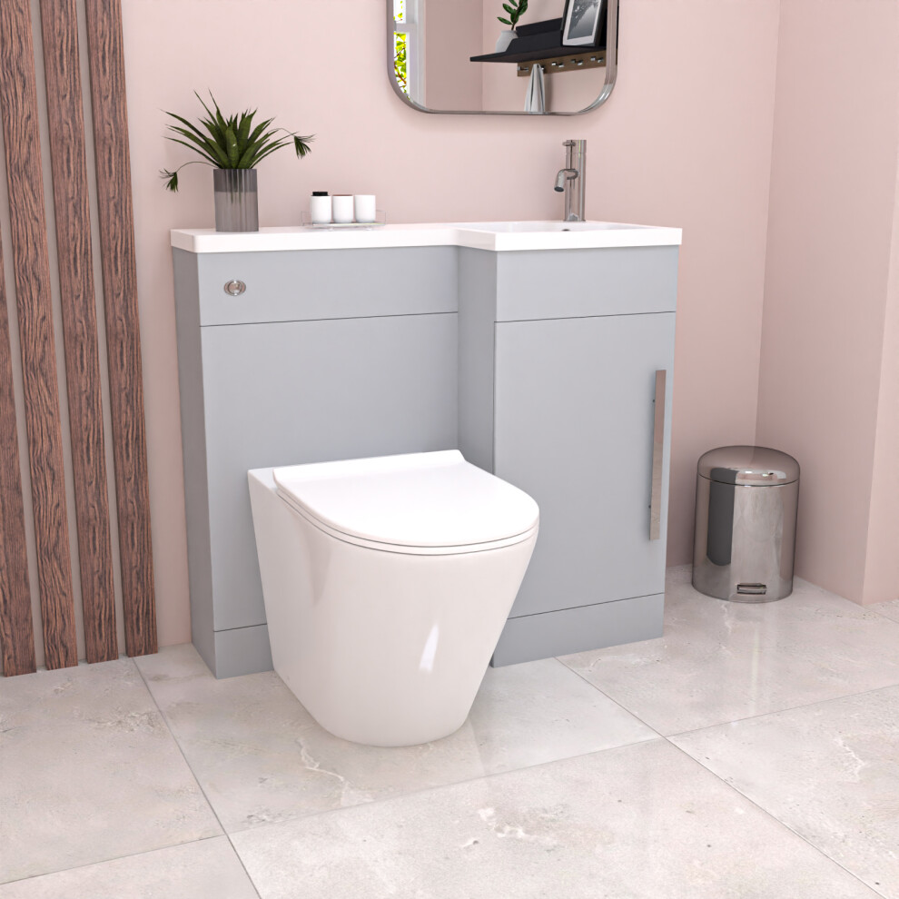 Nes Home Matte Grey 900mm Right Hand WC Basin Vanity and Toilet Unit