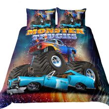 Suncloris 3D Monster Truck Home Bedding Crushing on Car Freestyle Monster Truck obliecky na perinu. S   castou balenia: Obliecka na perinu a vank