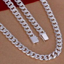 (55cm 22inches) 925 Sterling Silver 10MM Exquisite Noble Necklace for Men Women