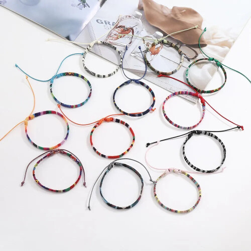 (Multicolor 2) 12 Boho Surfer Beach Unisex Bracelet Set 2