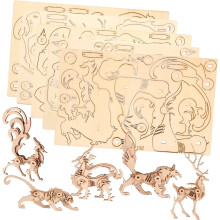 5ks Drevené puzzle puzzle pre zvieratká Stavebné kocky Jigsaw Pes Hry so zvieratami Hračka 3D Jigsaw Drevená