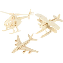 sada 3 ks Puzzle modelov lietadiel Súprava modelov lietadiel Vzdelávacie drevené puzzle kaki