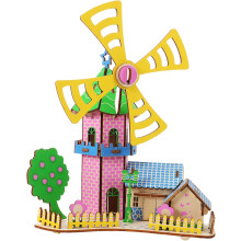 3D puzzle Drevený veterný dom a stavať puzzle pre dospelých chlapcov a dievčatá