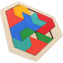 Drevené puzzle so šesťuholníkom pre deti, dospelých, hlavolam s blokom tvaru bloku Tangram