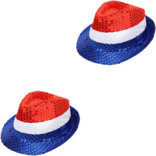 2ks 4th of July Klobúk Americká vlastenecká čiapka Flitre Čiapka pre mužov Dámsky spoločenský klobúk Sviatočné dekorácie