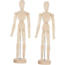 2ks Wood Crafts Jointed Mannequin Desktop Ornaments Nedokončená bábka
