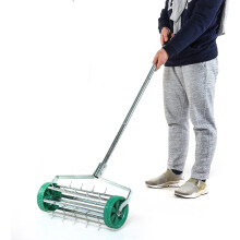 Outdoor Manual Rotary Roller Garden Lawn Spike Aerator Telescope Handle Gardening Dethatching and Soil Aerating Tools