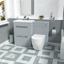 Nes Home 1100mm Matte Grey Basin Vanity Cabinet, WC Unit & Round BTW Toilet