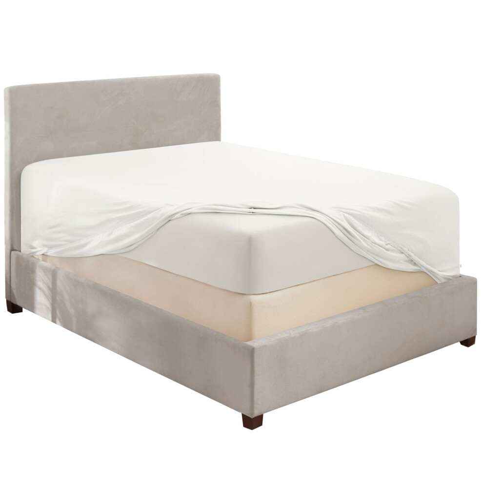 Drap-housse extra profond Hearth & Harbor pour lit double, blanc, en microfibre 1800, ultra doux, pour matelas jusqu'    61 cm