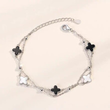 (Silver) Clover Leaf Bracelet For Women Alloy Modern Jewelry Sleek Design Gift Memorable