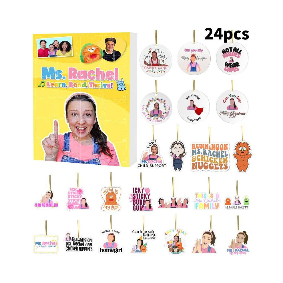 (Yellow) Advent Calendar Christmas Msrachel Blind Box 24 Day Countdown Acrylic Kids Gift Yellow