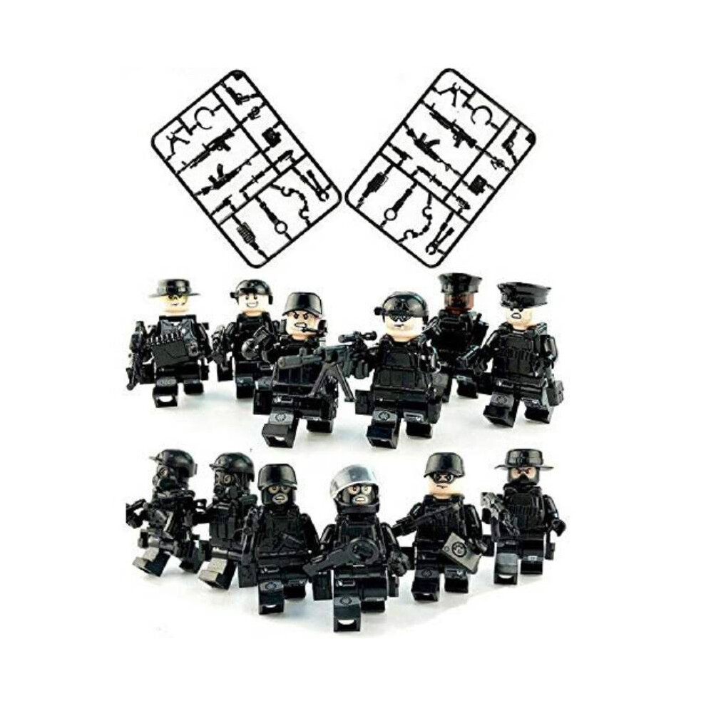 Swat Car And 12pcs Police Military Mini Figures Set Army Building Soldier Blocks