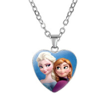 (StyleJ) Frozen Dainty Elsa Princess Heart Pendant Childrens Necklace Snow White Mermaid Girls For Necklace