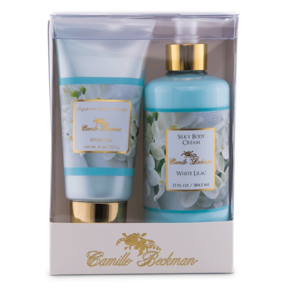 Camille Beckman Cream/White/Lilac Hand And Body Duet Set Silky Body And Glycerine Hand