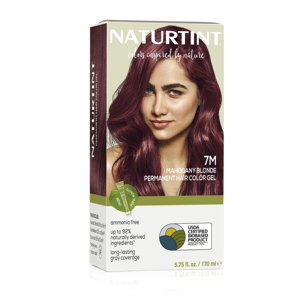 Naturtint Brown Permanent Hair Color 7M Mahogany Blonde (Pack Of 6), Ammonia Free, Vegan, Cruelty Free, Up To 100% Gray Coverage, Long Lasting Results