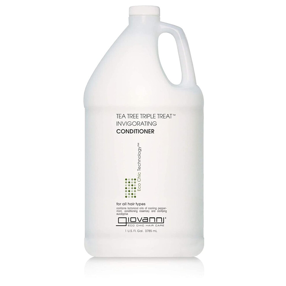 GIOVANNI Tea Tree Triple Treat Invigorating Conditioner - Cooling Peppermint  Eucalyptus  Rosemary  Helps Dry Flaking Scalp  Paraben Free  Helps to Mo