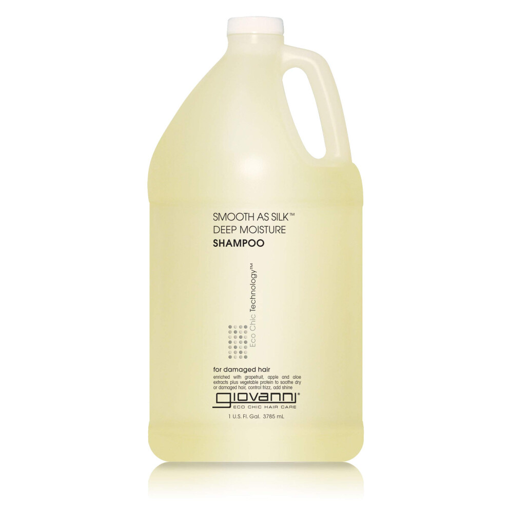 GIOVANNI Eco Chic Smooth as Silk Deep Moisture Shampoo - Apple + Aloe Extracts  Calms Frizz  Detangles  Wash & Go  Lauryl & Laureth Sulfate Free  Para